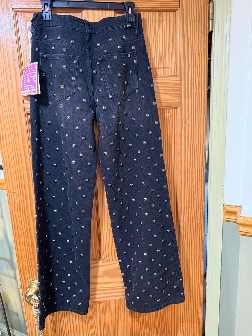 MOTHER ‘Snacks’ Studded Black Bootcut Jeans NWT - Picture 2 of 13